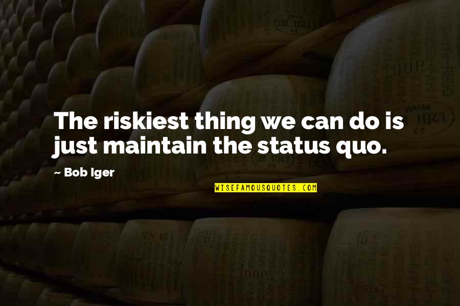 The Status Quo Quotes By Bob Iger: The riskiest thing we can do is just