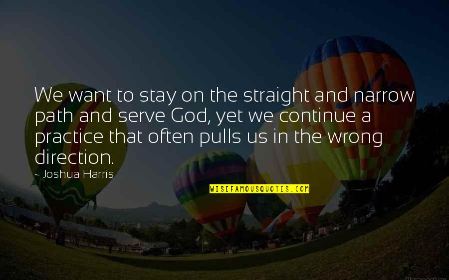 The Straight And Narrow Path Quotes By Joshua Harris: We want to stay on the straight and