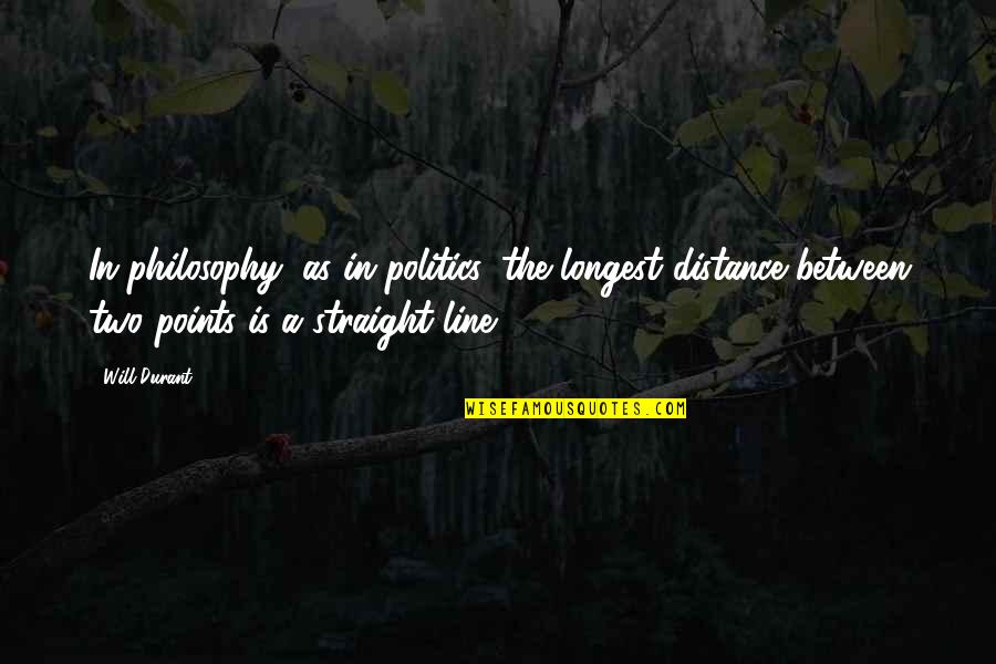 The Straight Line Quotes By Will Durant: In philosophy, as in politics, the longest distance