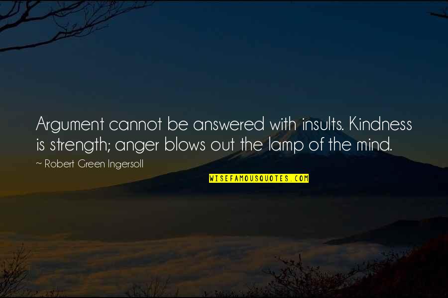 The Strength Of Your Mind Quotes By Robert Green Ingersoll: Argument cannot be answered with insults. Kindness is