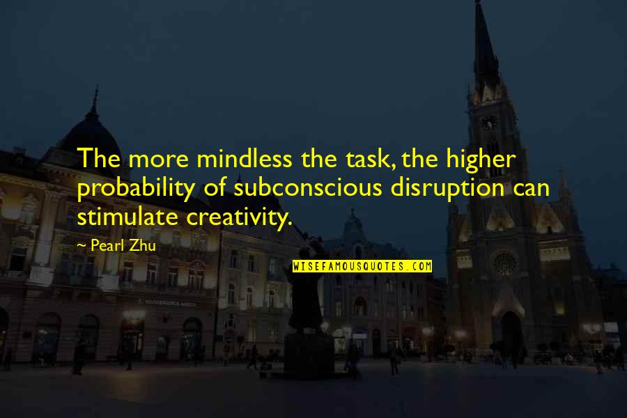 The Subconscious Mind Quotes By Pearl Zhu: The more mindless the task, the higher probability