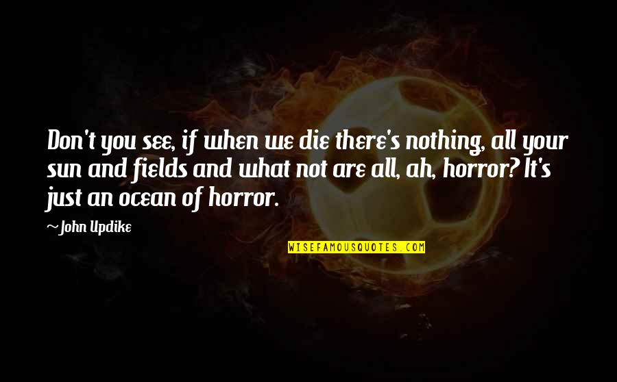 The Sun And Ocean Quotes By John Updike: Don't you see, if when we die there's The Sun And Ocean Quotes By John Updike: Don't you see, if when we die there's