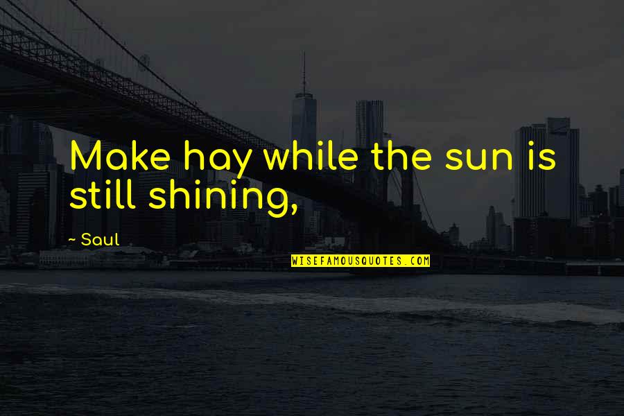 The Sun Shining On You Quotes By Saul: Make hay while the sun is still shining,