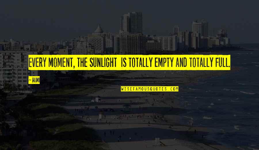 The Sunlight Quotes By Rumi: Every moment, the sunlight is totally empty and