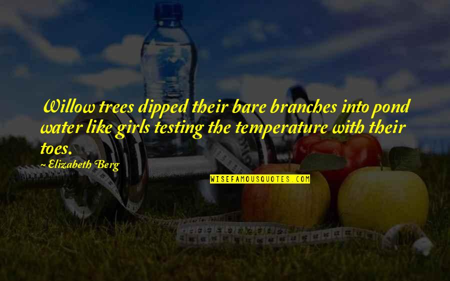 The Sunshine State Quotes By Elizabeth Berg: Willow trees dipped their bare branches into pond The Sunshine State Quotes By Elizabeth Berg: Willow trees dipped their bare branches into pond