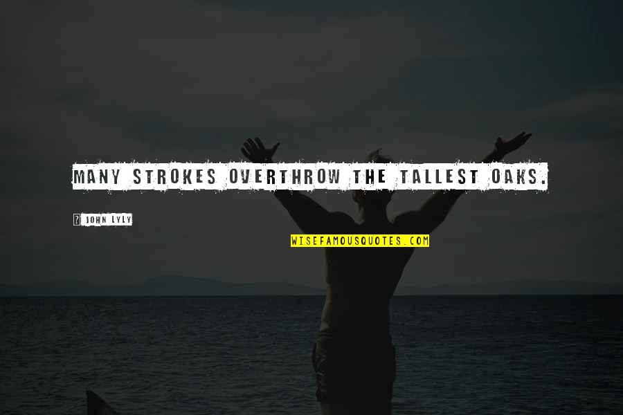 The Tallest Quotes By John Lyly: Many strokes overthrow the tallest oaks.