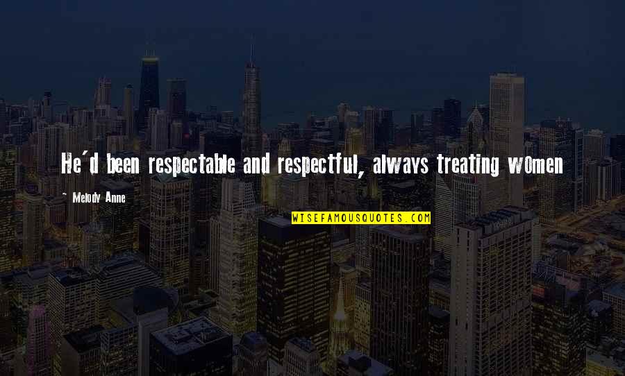 The Taste Of Poor Quality Lingers Long Quotes By Melody Anne: He'd been respectable and respectful, always treating women