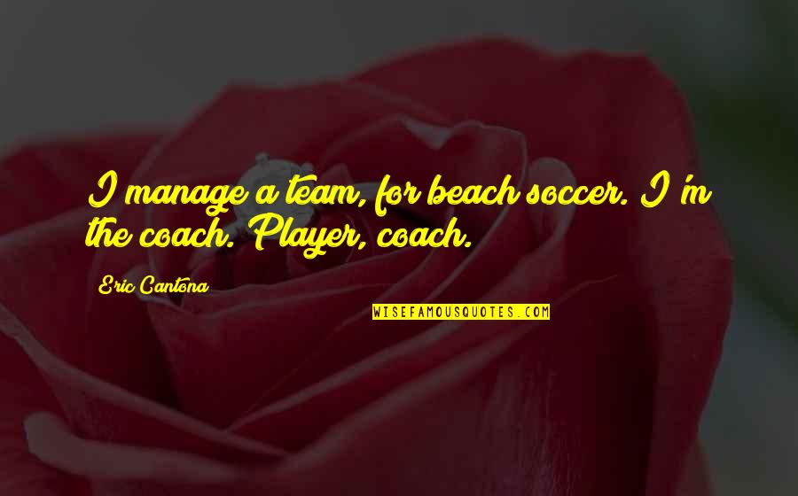 The Team Quotes By Eric Cantona: I manage a team, for beach soccer. I'm