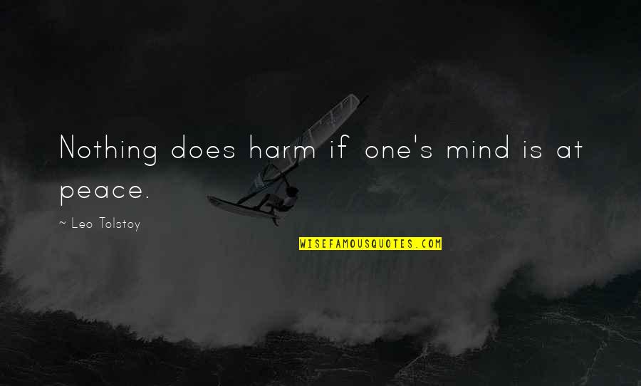 The Ten Percent Plan Quotes By Leo Tolstoy: Nothing does harm if one's mind is at