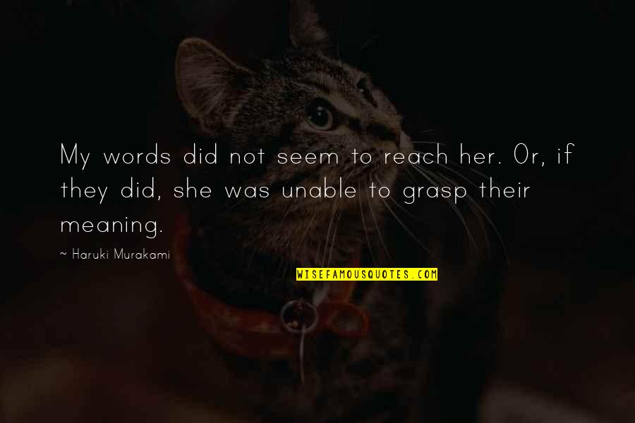 The Test Of Friendship Quotes By Haruki Murakami: My words did not seem to reach her.