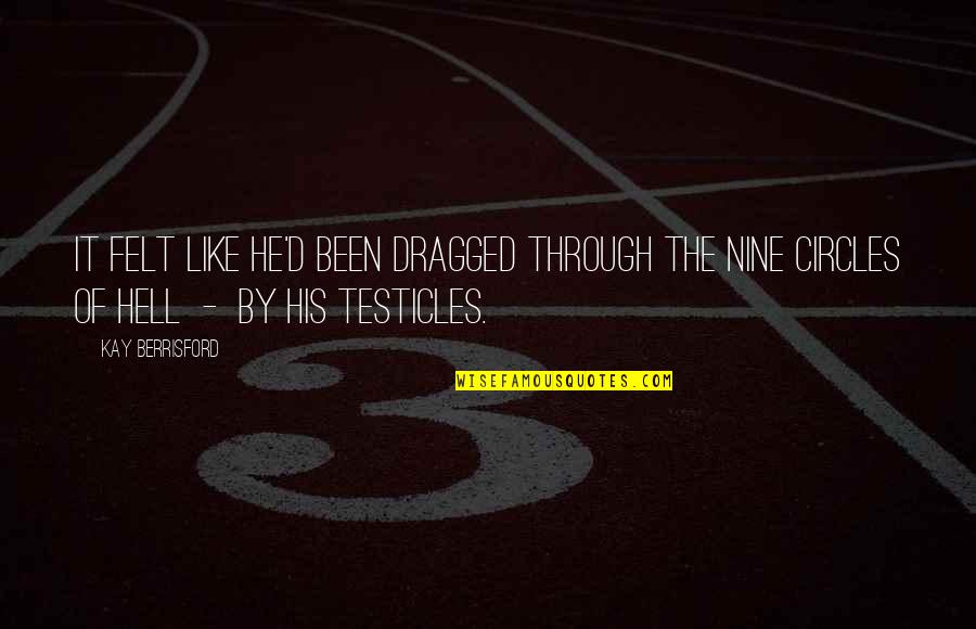 The Testicles Quotes By Kay Berrisford: It felt like he'd been dragged through the