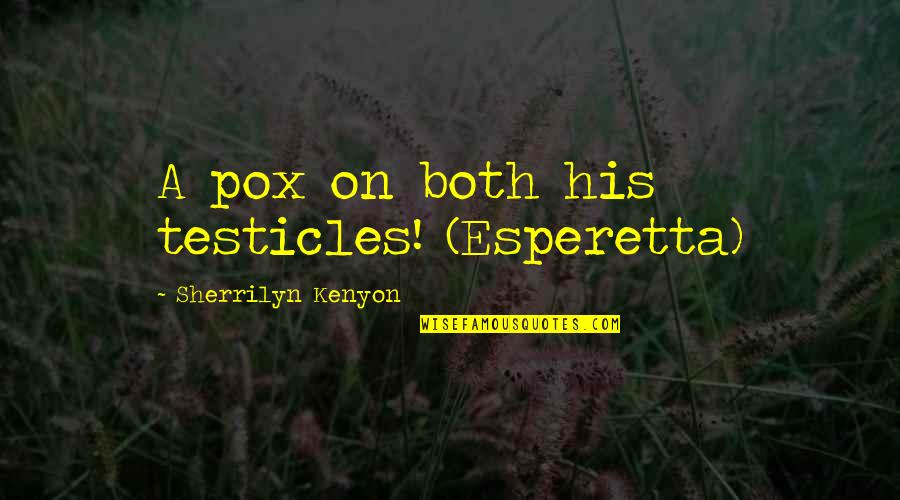 The Testicles Quotes By Sherrilyn Kenyon: A pox on both his testicles! (Esperetta)