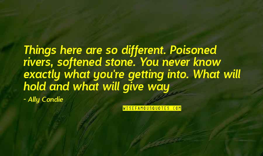 The Things You'll Never Know Quotes By Ally Condie: Things here are so different. Poisoned rivers, softened