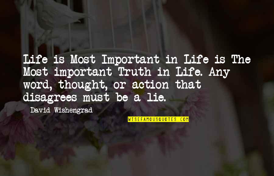 The Thought Life Quotes By David Wishengrad: Life is Most Important in Life is The