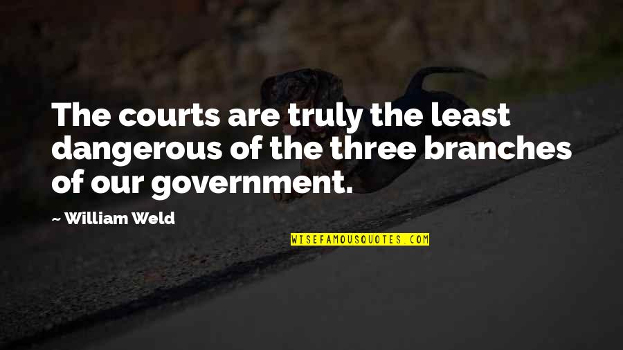 The Three Branches Of Government Quotes By William Weld: The courts are truly the least dangerous of