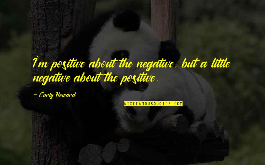 The Three Stooges Quotes By Curly Howard: I'm positive about the negative, but a little