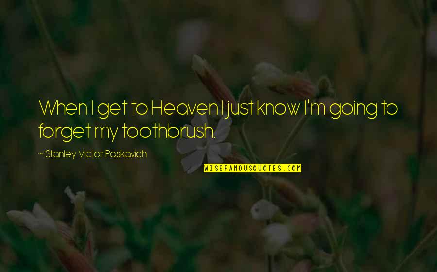 The Toothbrush Quotes By Stanley Victor Paskavich: When I get to Heaven I just know