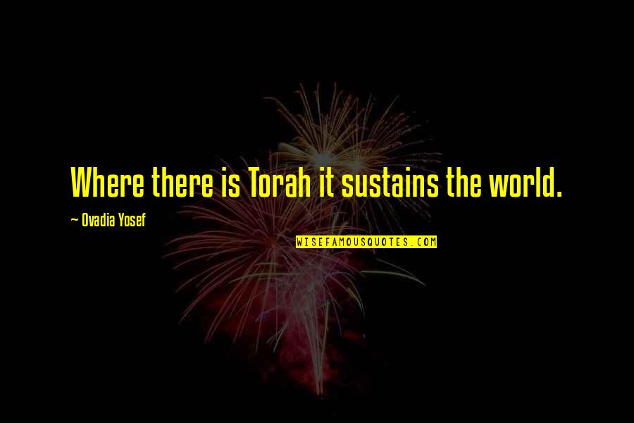 The Torah Quotes By Ovadia Yosef: Where there is Torah it sustains the world.
