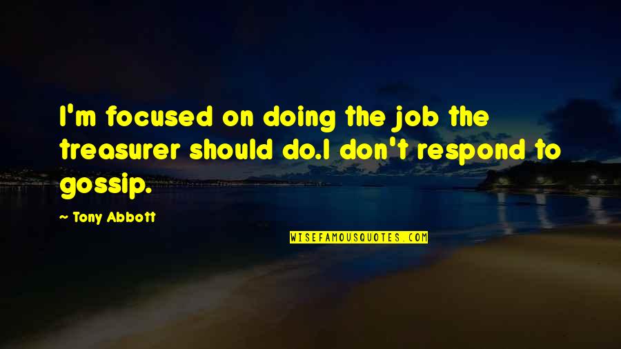 The Treasurer Quotes By Tony Abbott: I'm focused on doing the job the treasurer
