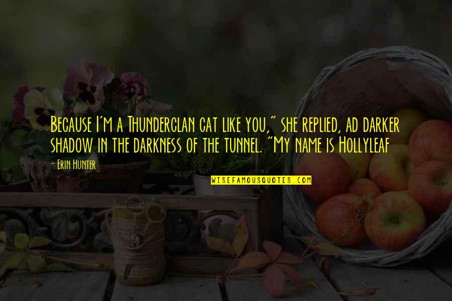 The Tunnel Quotes By Erin Hunter: Because I'm a Thunderclan cat like you," she