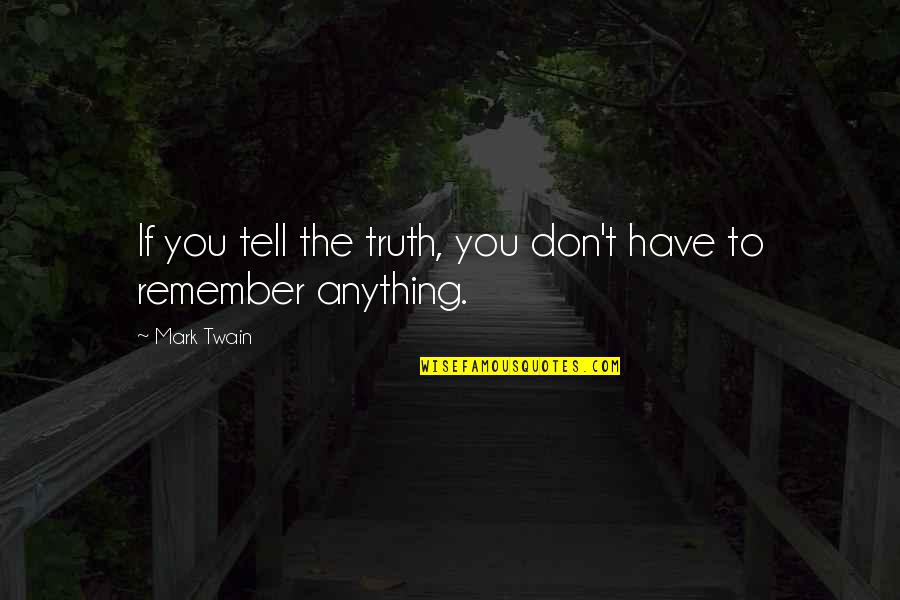 The Twain Quotes By Mark Twain: If you tell the truth, you don't have
