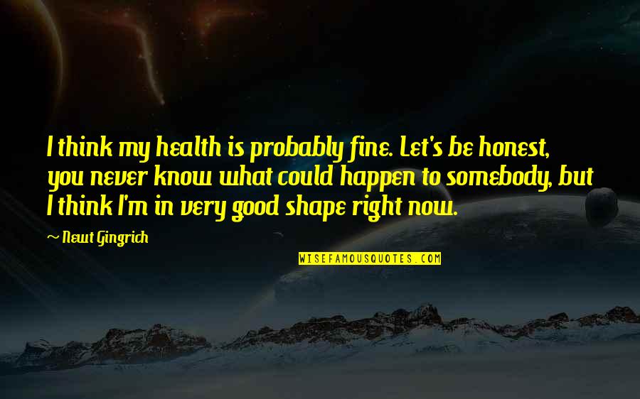 The Ugliness Of Human Nature Quotes By Newt Gingrich: I think my health is probably fine. Let's
