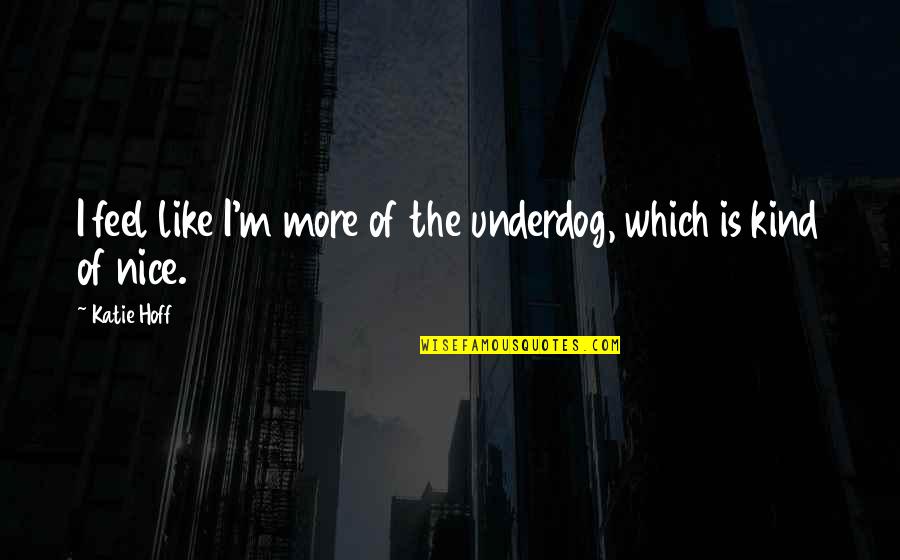 The Underdog Quotes By Katie Hoff: I feel like I'm more of the underdog,
