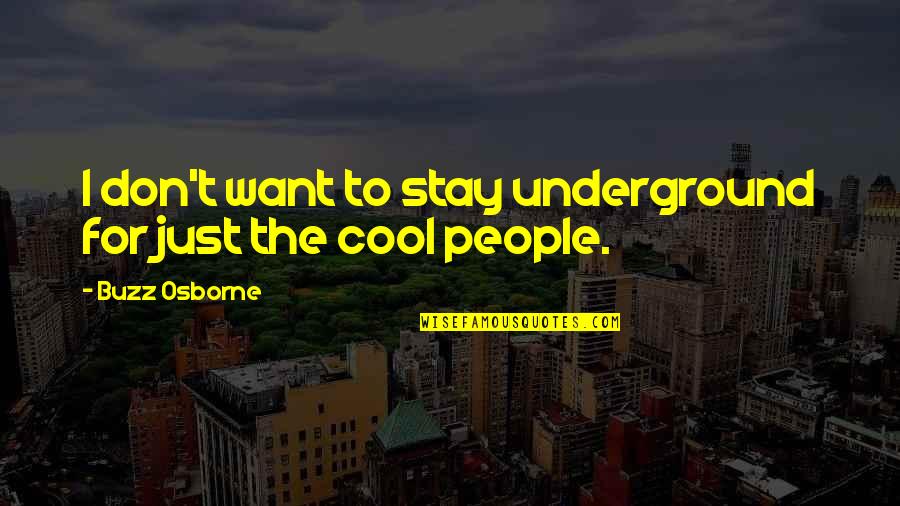 The Underground Quotes By Buzz Osborne: I don't want to stay underground for just