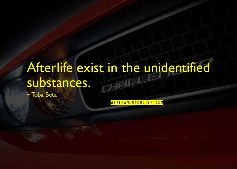 The Unidentified Quotes By Toba Beta: Afterlife exist in the unidentified substances.