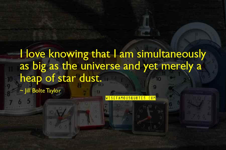 The Universe And Love Quotes By Jill Bolte Taylor: I love knowing that I am simultaneously as