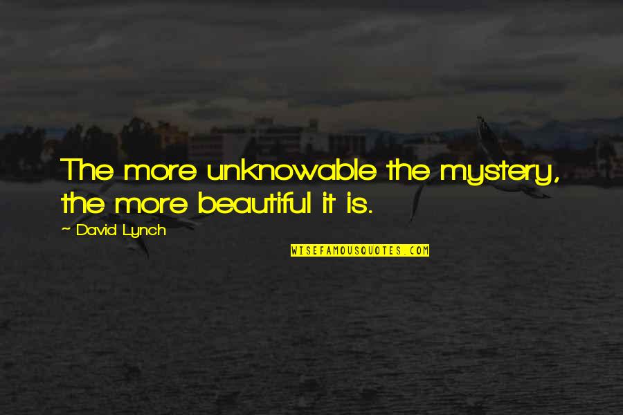 The Unknowable Quotes By David Lynch: The more unknowable the mystery, the more beautiful