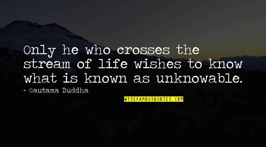 The Unknowable Quotes By Gautama Buddha: Only he who crosses the stream of life