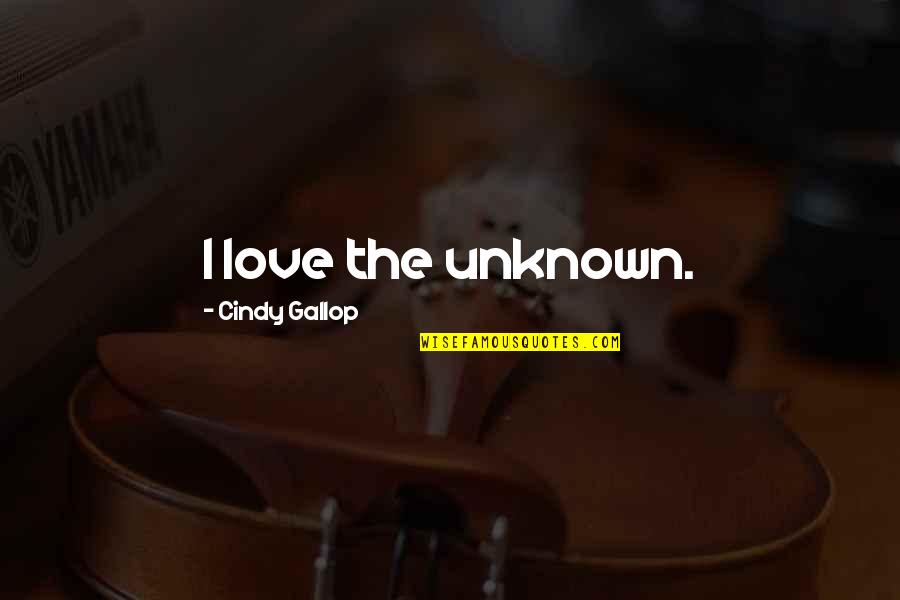 The Unknown Love Quotes By Cindy Gallop: I love the unknown. The Unknown Love Quotes By Cindy Gallop: I love the unknown.