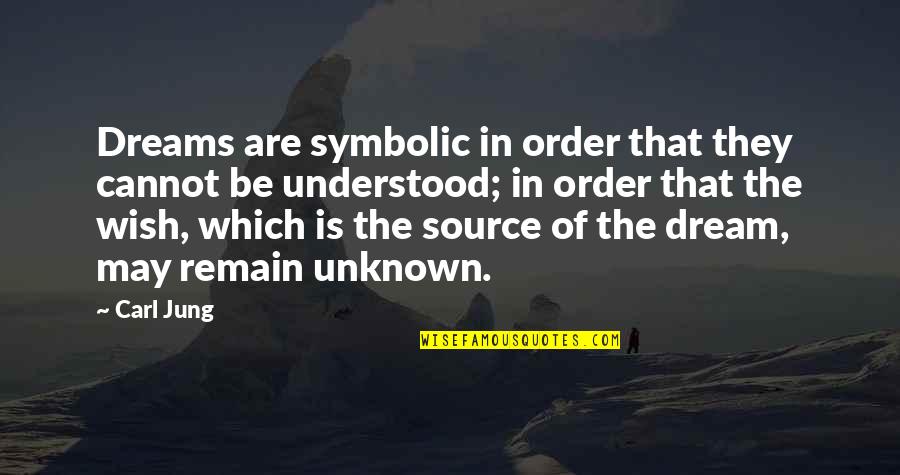 The Unknown Quotes By Carl Jung: Dreams are symbolic in order that they cannot