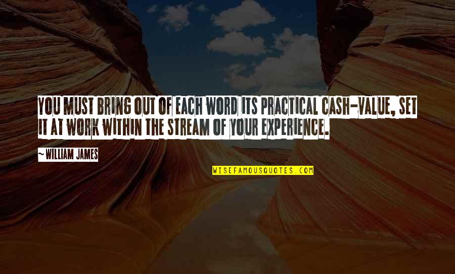 The Value Of Experience Quotes By William James: You must bring out of each word its