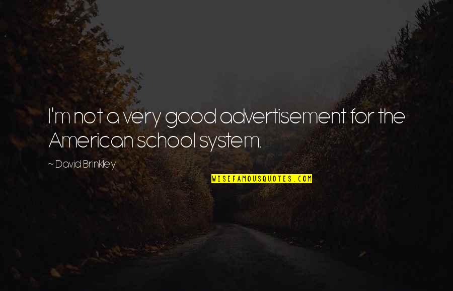 The Very Good Quotes By David Brinkley: I'm not a very good advertisement for the