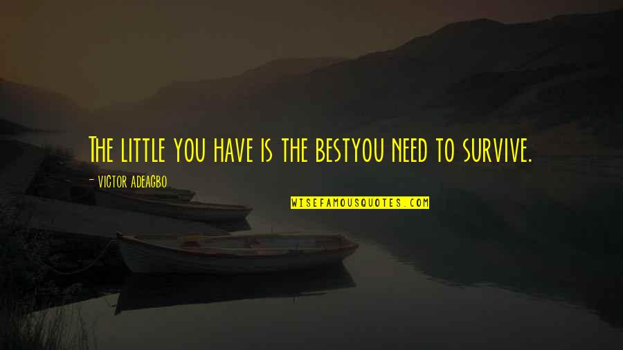 The Victor Quotes By Victor Adeagbo: The little you have is the bestyou need