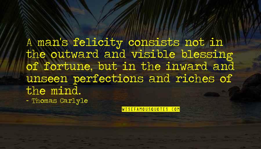 The Visible Man Quotes By Thomas Carlyle: A man's felicity consists not in the outward