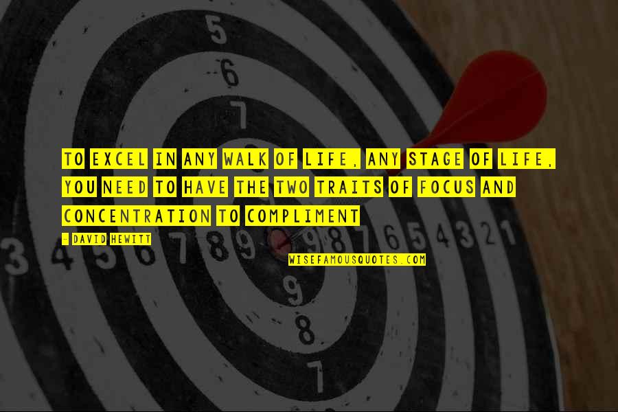 The Walk Of Life Quotes By David Hewitt: To excel in any walk of life, any The Walk Of Life Quotes By David Hewitt: To excel in any walk of life, any