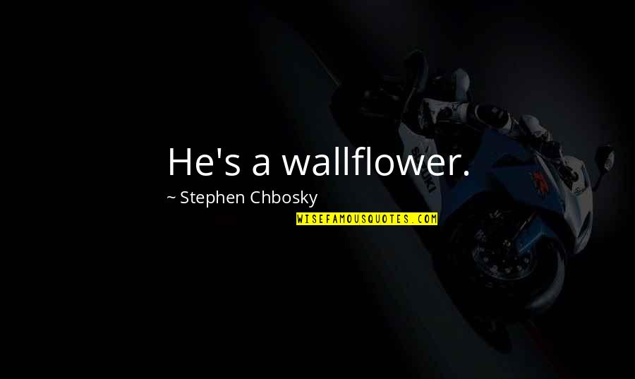 The Wallflower Quotes By Stephen Chbosky: He's a wallflower.