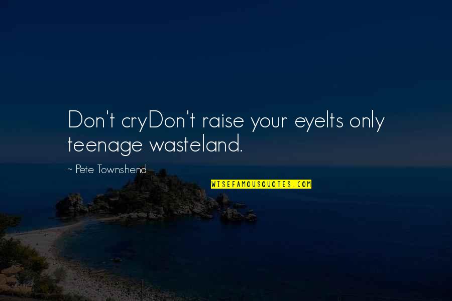 The Wasteland Quotes By Pete Townshend: Don't cryDon't raise your eyeIts only teenage wasteland.