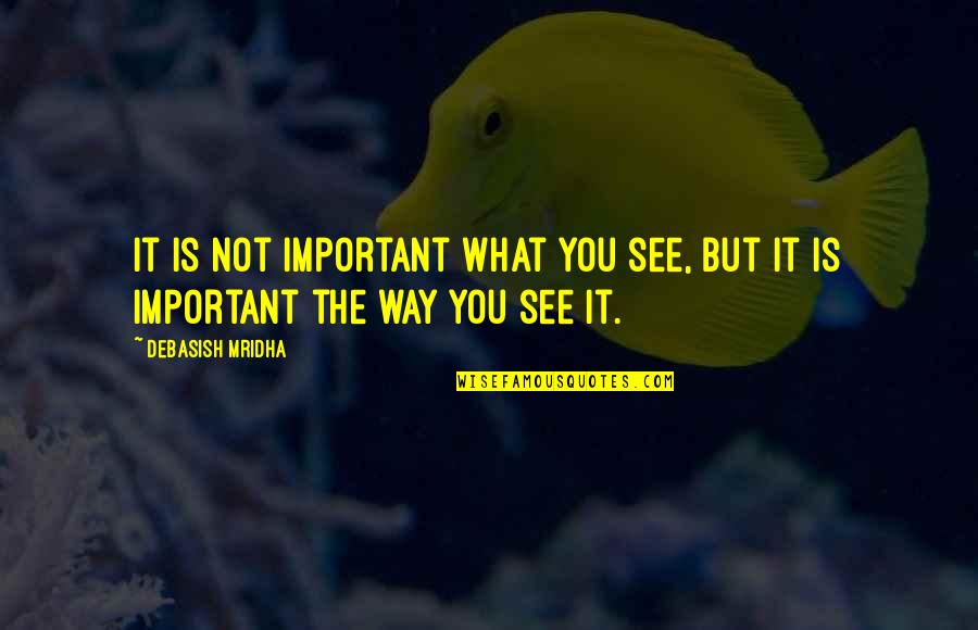 The Way I See Life Quotes By Debasish Mridha: It is not important what you see, but