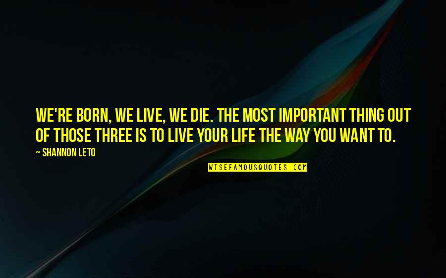 The Way You Live Your Life Quotes By Shannon Leto: We're born, we live, we die. The most