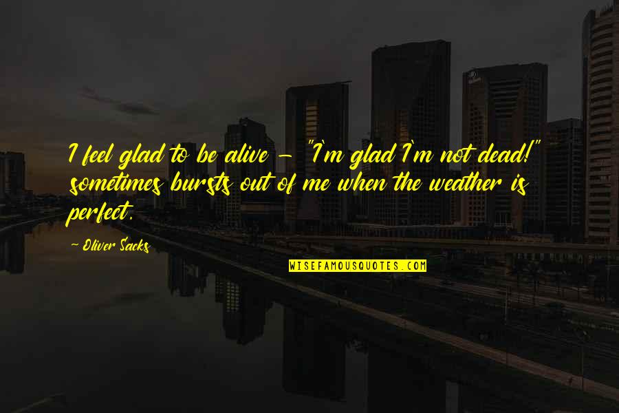 The Weather Is Perfect Quotes By Oliver Sacks: I feel glad to be alive - "I'm