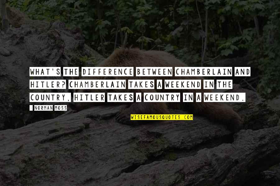 The Weekend Is Over Quotes By Norman Moss: What's the difference between Chamberlain and Hitler? Chamberlain The Weekend Is Over Quotes By Norman Moss: What's the difference between Chamberlain and Hitler? Chamberlain