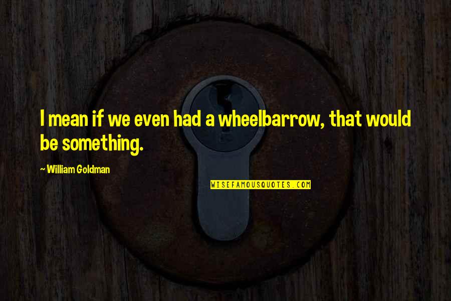 The Wheelbarrow Quotes By William Goldman: I mean if we even had a wheelbarrow,