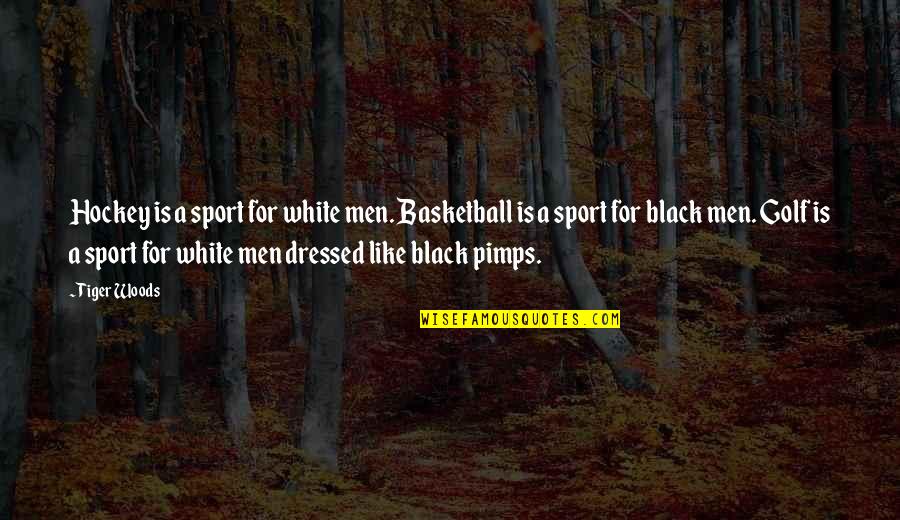 The White Tiger Quotes By Tiger Woods: Hockey is a sport for white men. Basketball