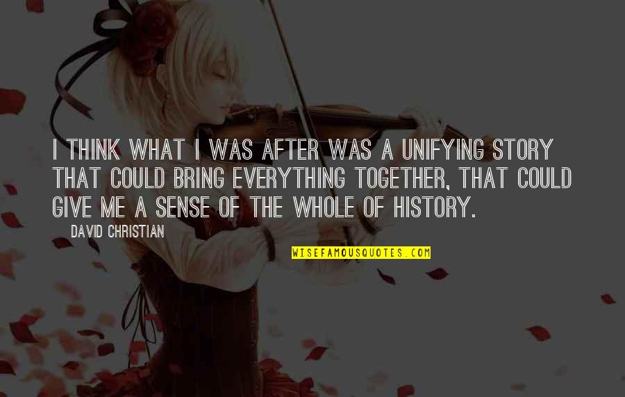 The Whole Story Quotes By David Christian: I think what I was after was a The Whole Story Quotes By David Christian: I think what I was after was a