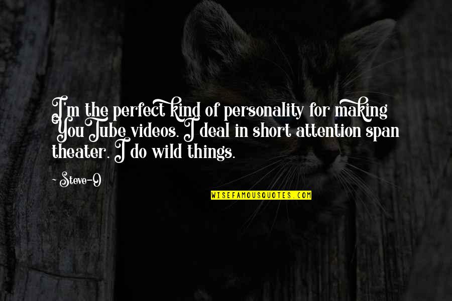 The Wild Things Quotes By Steve-O: I'm the perfect kind of personality for making The Wild Things Quotes By Steve-O: I'm the perfect kind of personality for making