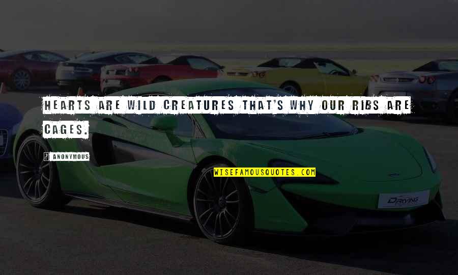 The Wild Truth Quotes By Anonymous: HEARTS ARE WILD CREATURES THAT'S WHY OUR RIBS